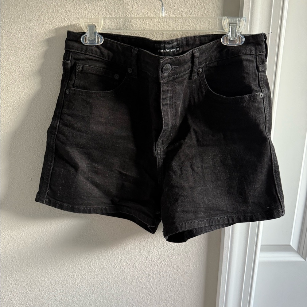 Frank & Oak Black High-Waisted Jean Shorts
